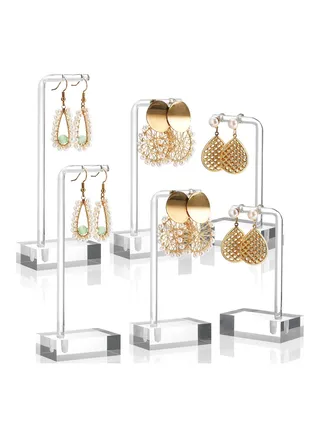 6 Pcs Acrylic Earring Display Stand, Clear Jewelry Exhibit Holder, SYOSI Earring Organizer Stand for Bracelets Bangle, Countertop Hanging Jewelry Organizer for Home, Gift Shops, Stores Display 