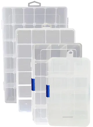 4-Piece Plastic Jewelry Organizer Box with Adjustable Divider Removable Grid 