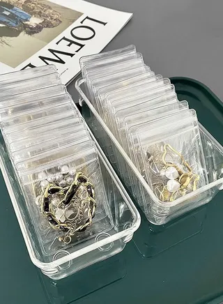 100 Pack Clear Jewelry Bags Clear Zipper Plastic Bag Self Seal PVC Rings Earrings Packing Pouch Storage Bags for Holding Jewelries (3 x 5 Inch(8x12cm)) 