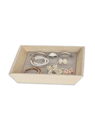 Leather Jewelry Organizer Tray (Stone Grey) 