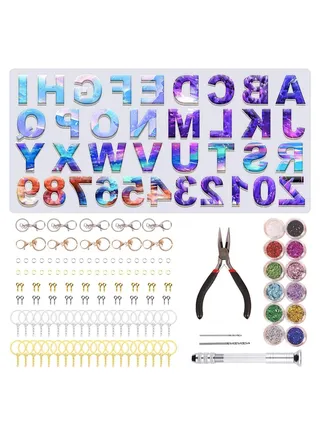 106 Pcs Resin Casting Molds and Tools Set,Jewelry Craft Moulds with Drill and Bag, DIY Silicone Epoxy Resin Mold Including Cube, Pyramid, Sphere, Diamond, Stone 