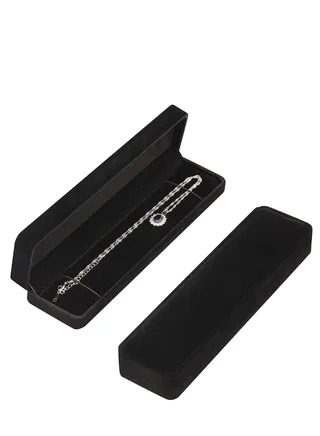 Long Velvet Jewelry Chain Necklace Gift Box Set, Bracelet Storage Case, Jewelry Display Box for Wedding, Engagement, Proposal, Birthday and Anniversary 1 Piece (Black) 