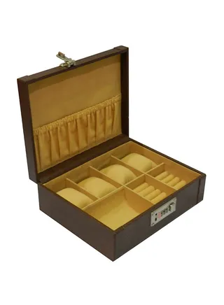 Designer Faux Leather  With Ring  And Cufflink Jewelry Storage Box Organizer 