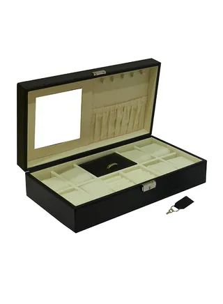 Designer Faux Leather  With Ring  And Cufflink Jewelry Storage Box Organizer 