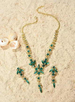 Gold Plated Designer Stone Necklace and Earring Set Jewellery Set