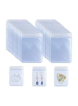 Zipper Bag PVC Clear Bag Jewelry Anti Oxidation Zipper Bag Antitarnish Plastic Bags for Packaging Jewelry Earrings Rings Cellophane Wrap 5 x 7cm 2 x 2.7 inch 100 Pieces 