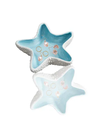 Starfish Jewelry Dish Tray Ceramic Ring Holder for Jewelry Trinket Tray Candy Dishes Jewelry Tray Jewelry Plate Small Key Bowl for Entryway Table Birthday Home Party Decor (A STYLE) 