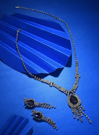 Pack of 3 Silver Plated American Diamond Necklace and Earring Set