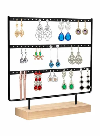 Earring Holder Stand, Hanging Jewelry Organizer, 3 Tier Tabletop Earrings Display Stand Tree for Earrings Necklace Bracelet Rings, Earring Holder for Hanging Earrings (66 Holes) 