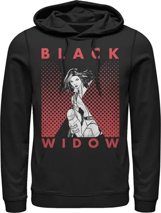 Men's Marvel Black Widow Gradient Pose Pull Over Hoodie - Black - X Large