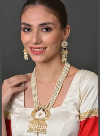 Beaded Meenakari Gold Plated Necklace Set