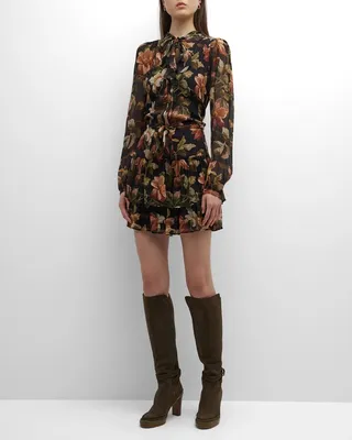 Elynne Floral High-Neck Mini Dress