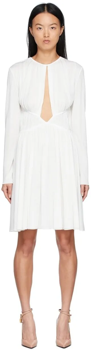 TOM FORD White Crepe Gathered Dress