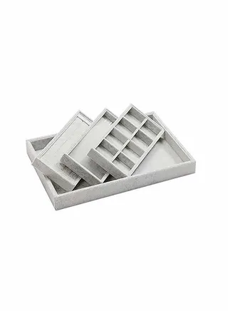 Jewelry Organiser, Premium Removable Large capacity Velvet Display Tray for Earring, Ring Storage Bracelet Necklace Earring 3 Compartments(Grey) 