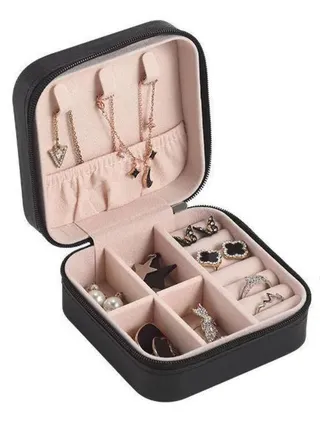 Jewellery Box With Case Mini Ring Storage Organizer,  Earings Holder And Also Many Compartments (Black) 