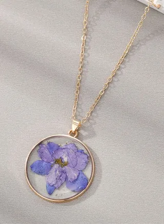 Fashion Flower Leaf Pendant Necklace 