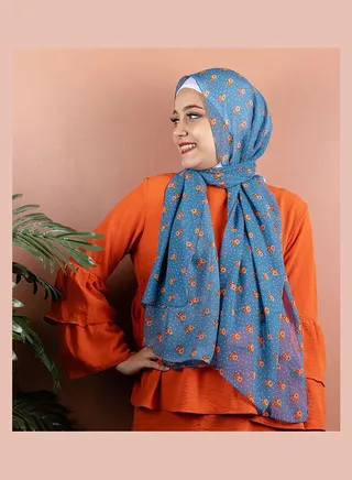 Stylish Printed Crepe Chiffon Scarf Multicolour 
