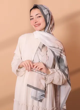 Chiffon Scarf, Olive Color, Digitally Printed, Size 200*75 cm 