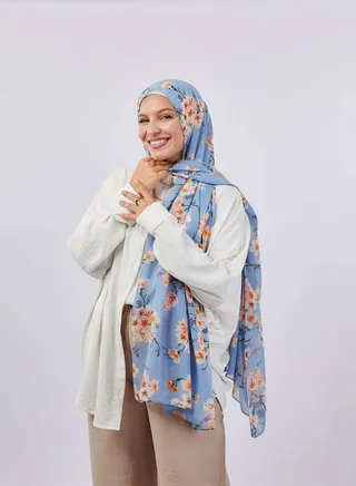 Stylish Printed Crepe Chiffon Scarf 