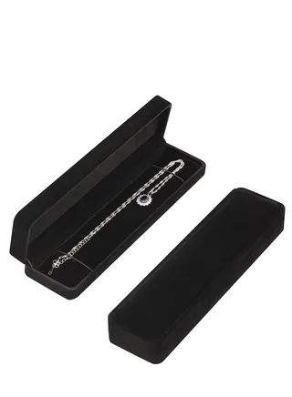 Long Velvet Jewelry Chain Necklace Gift Box Set, Bracelet Storage Case, Display for Wedding, Engagement, Proposal, Birthday and Anniversary 1 Piece (Black) 