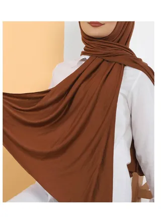 Modern modal hijab, size 200x55 cm, brown 