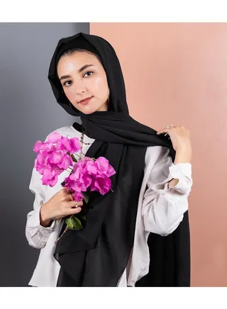 Stylish Solid Crepe Chiffon Scarf Black 