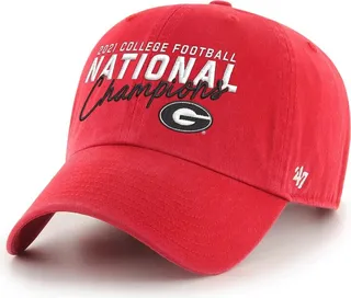 Men's '47 Brand Red Georgia Bulldogs College Football Playoff 2021 National Champions Script Clean Up Adjustable Hat