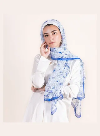 Stylish Printed Chiffon Silk Scarf Multicolour 