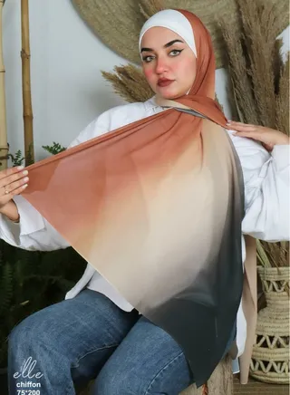 Multicolored crepe chiffon scarf with digital print 