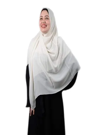 Long Malaysian Khimar Hjab Off-White Color 
