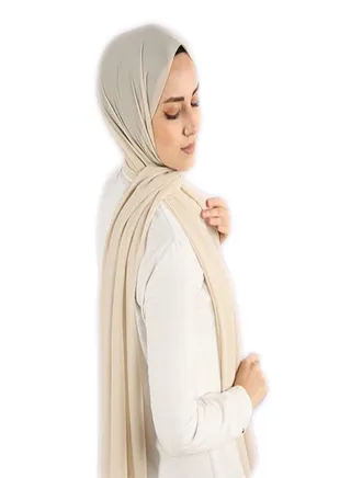 Long Chiffon Crepe Scarf - Color Beige Powder 