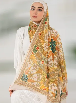 Multicolored crepe chiffon scarf with digital print 