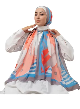 Multicolored crepe chiffon scarf with digital print 