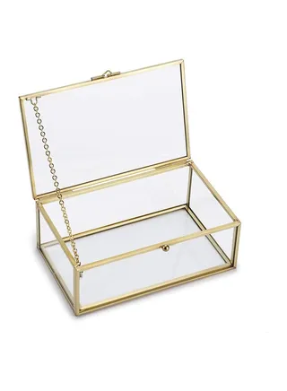 Glass Jewelry Box Jewelry Cosmetics Display Boxes Vintage Metal Glass Storage Box Jewelry Tray Gold Tray for Keepsake Decorative Jewelry Display for Home 