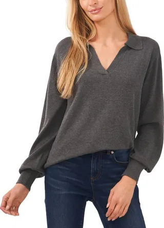 CeCe Women's Polo V-Neck Sweater