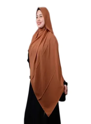 خمار ماليزي حجاب  - شيفون كريب سادة لون بني 