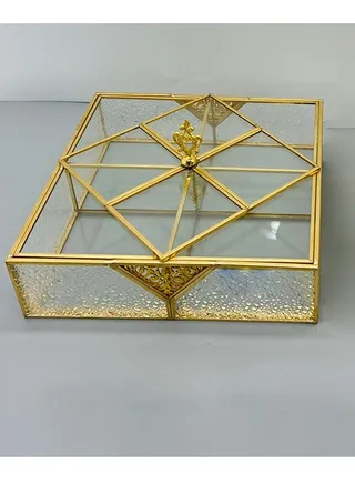 One-Piece Luxurious Design Jewelry Accessories Box And Box Clear/Gold 