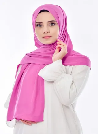 حجاب من فتاه - اسكارف - طرحة شيفون كريب مقاس مناسب - لون فوشيا 
