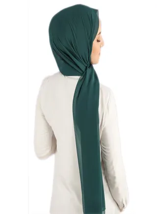 Long Chiffon Crepe Scarf - Green Color 