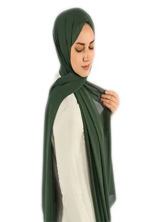 Scarf Chiffon Crepe Solid - Dark Green - From Fatah 