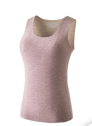 Tank Tops for Women Thermal Vest Warm Tank-Top Sleeveless Camisole Lingerie Sleeveless Top Thermal Underwear Winter Cold Weather Dusty Pink 
