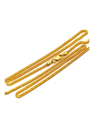 18 Karat Real Gold Wide Wheat Chain Necklace 