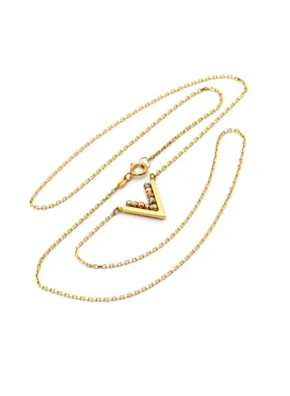 18K Real Gold 3 Color V Ball Necklace 