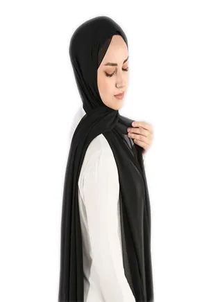 حجاب من فتاه - اسكارف - طرحة شيفون كريب مقاس مناسب - لون أسود 