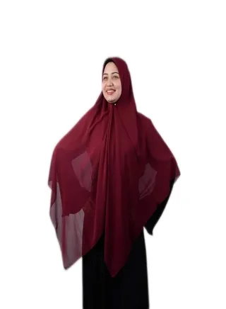 خمار ماليزي حجاب  - شيفون كريب سادة لون نبيتي 