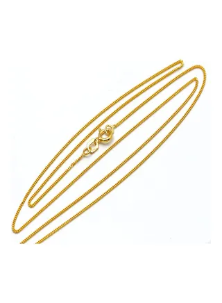 18 Karat Real Gold Curb Flat Carpet Chain Necklace 
