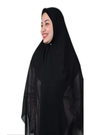 Long Malaysian Khimar Hjab Black Color 