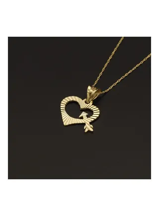 Real Gold Lined Arrow Heart Necklace 