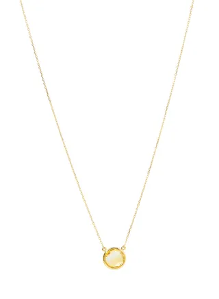 18 Karat Gold Citrine Single Stone Necklace 