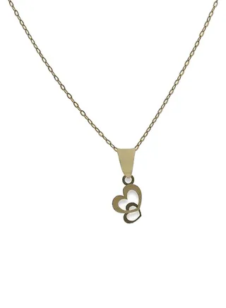 Chain Necklace With Twin Hearts Pendant 